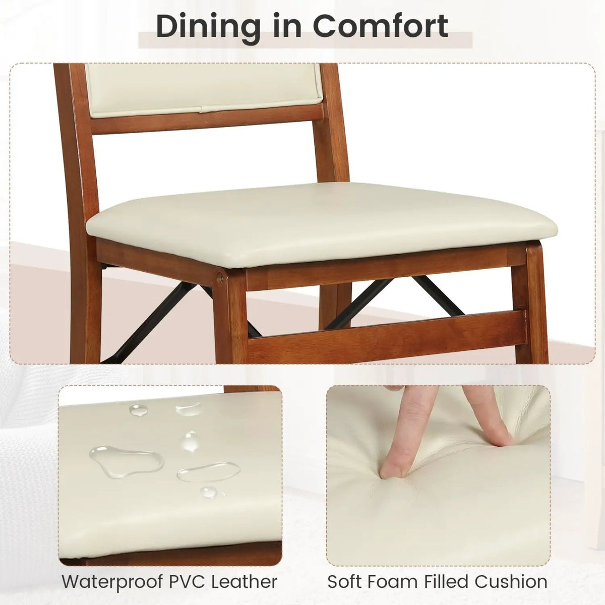 Set of 4 Folding Dining Chairs with Padded Seat and High Backrest, photo 15 of 16