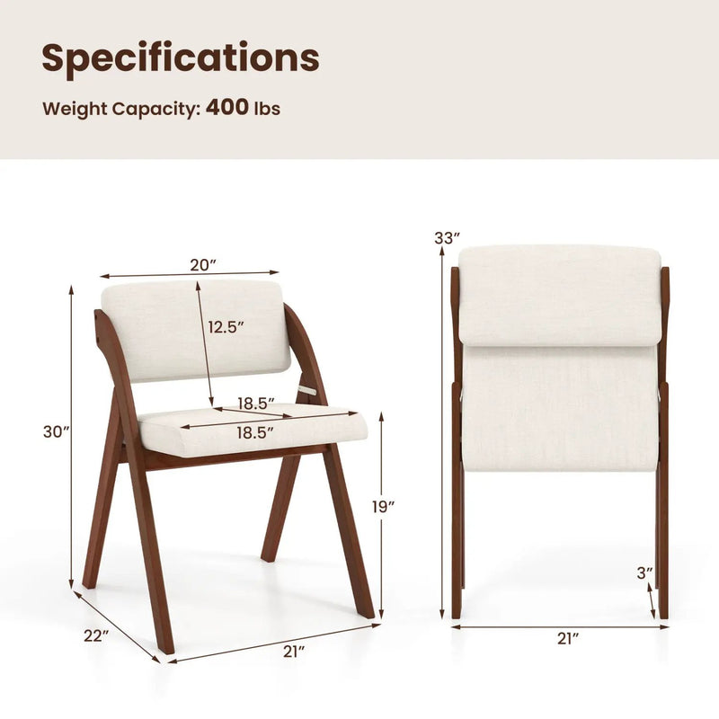 Set of 4 Folding Kitchen Dining Chairs with Rubber Wood Legs by DirectDeals