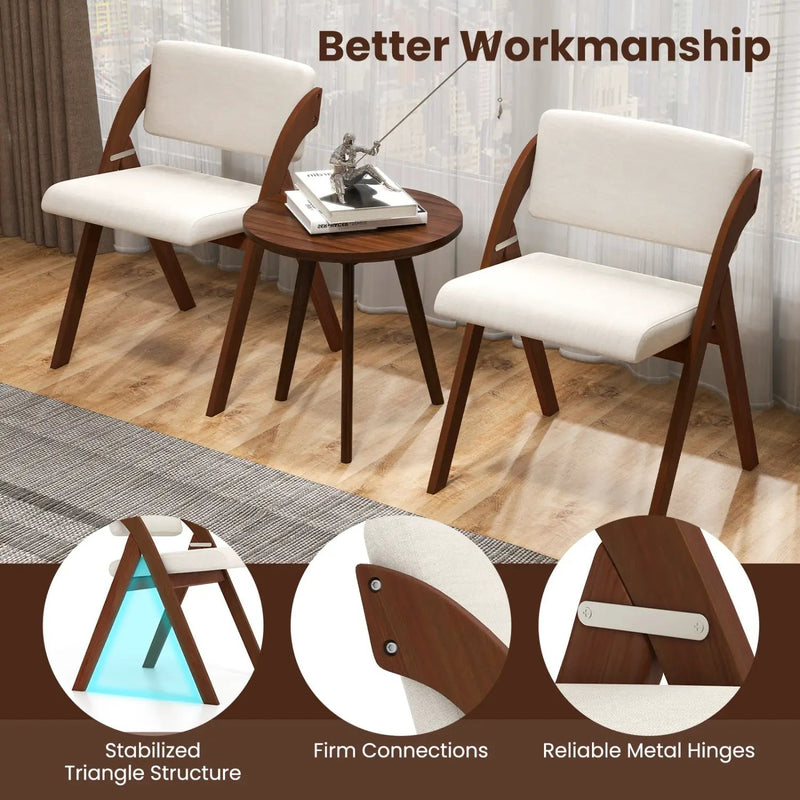Set of 4 Folding Kitchen Dining Chairs with Rubber Wood Legs by DirectDeals
