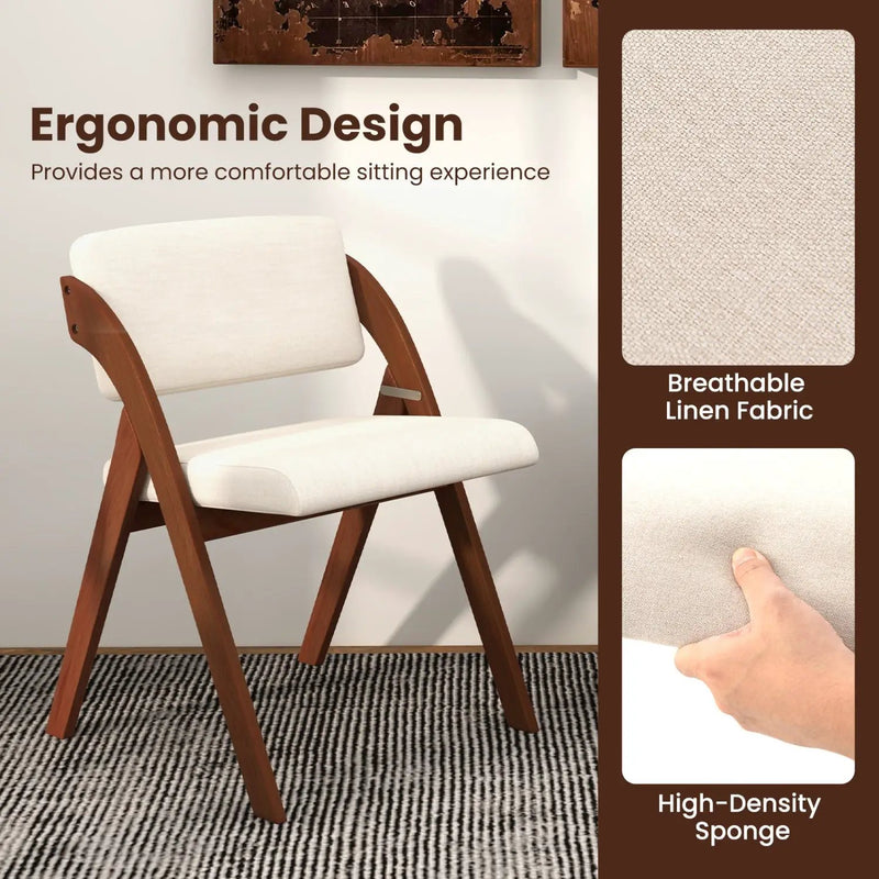 Set of 4 Folding Kitchen Dining Chairs with Rubber Wood Legs by DirectDeals