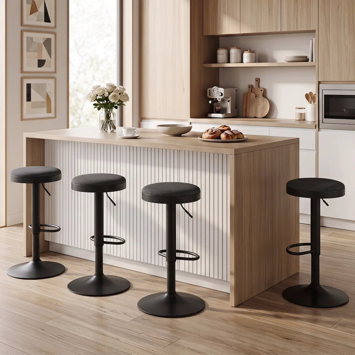 Adjustable Swivel Bar Stools Set of 4 with Padded Seats by DirectDeals