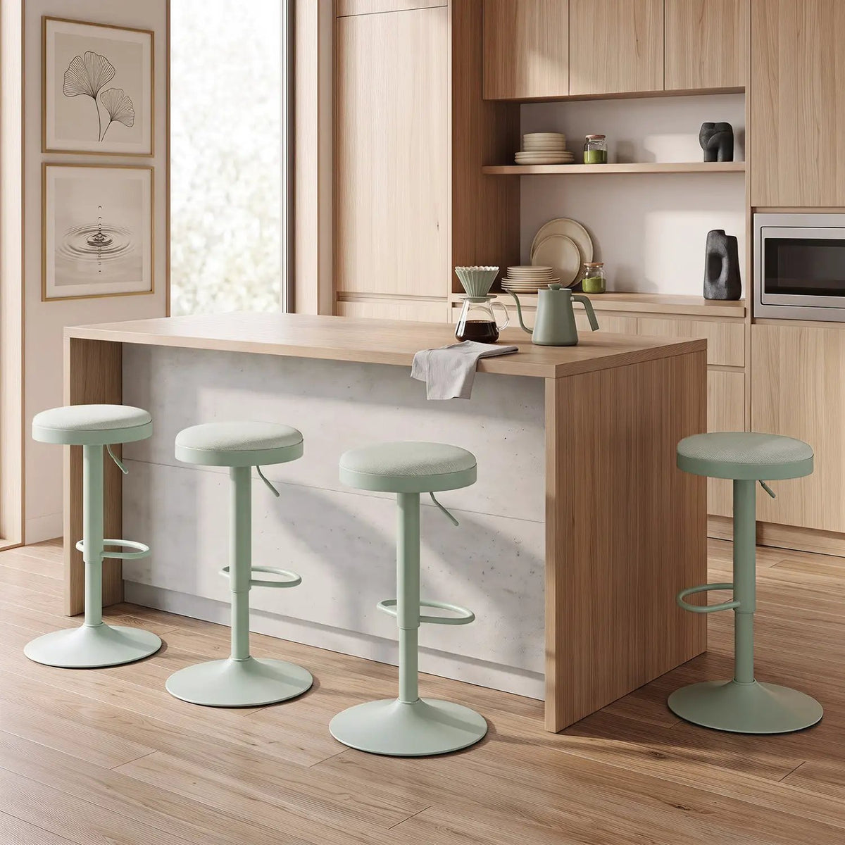 Adjustable Swivel Bar Stools Set of 4 with Padded Seats by DirectDeals