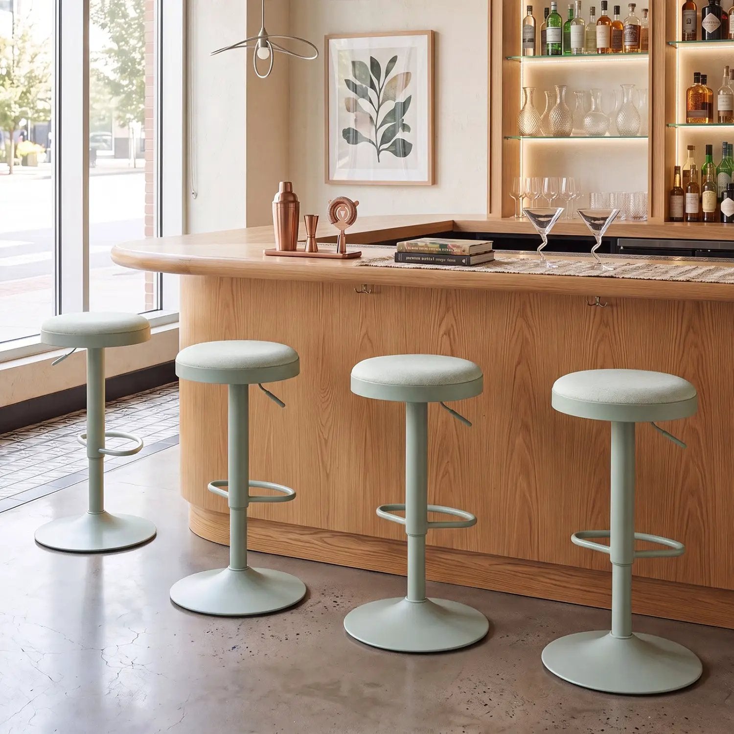 Adjustable Swivel Bar Stools Set of 4 with Padded Seats by DirectDeals