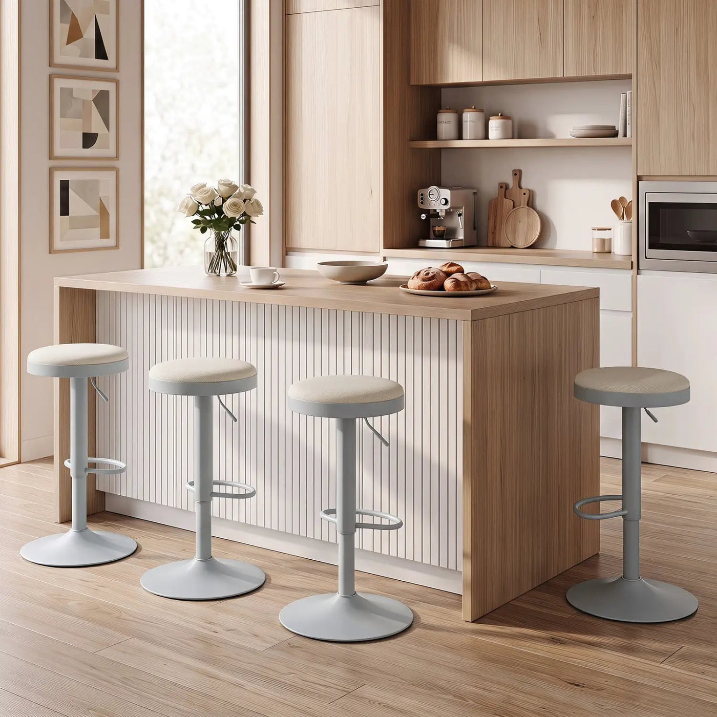 Adjustable Swivel Bar Stools Set of 4 with Padded Seats by DirectDeals