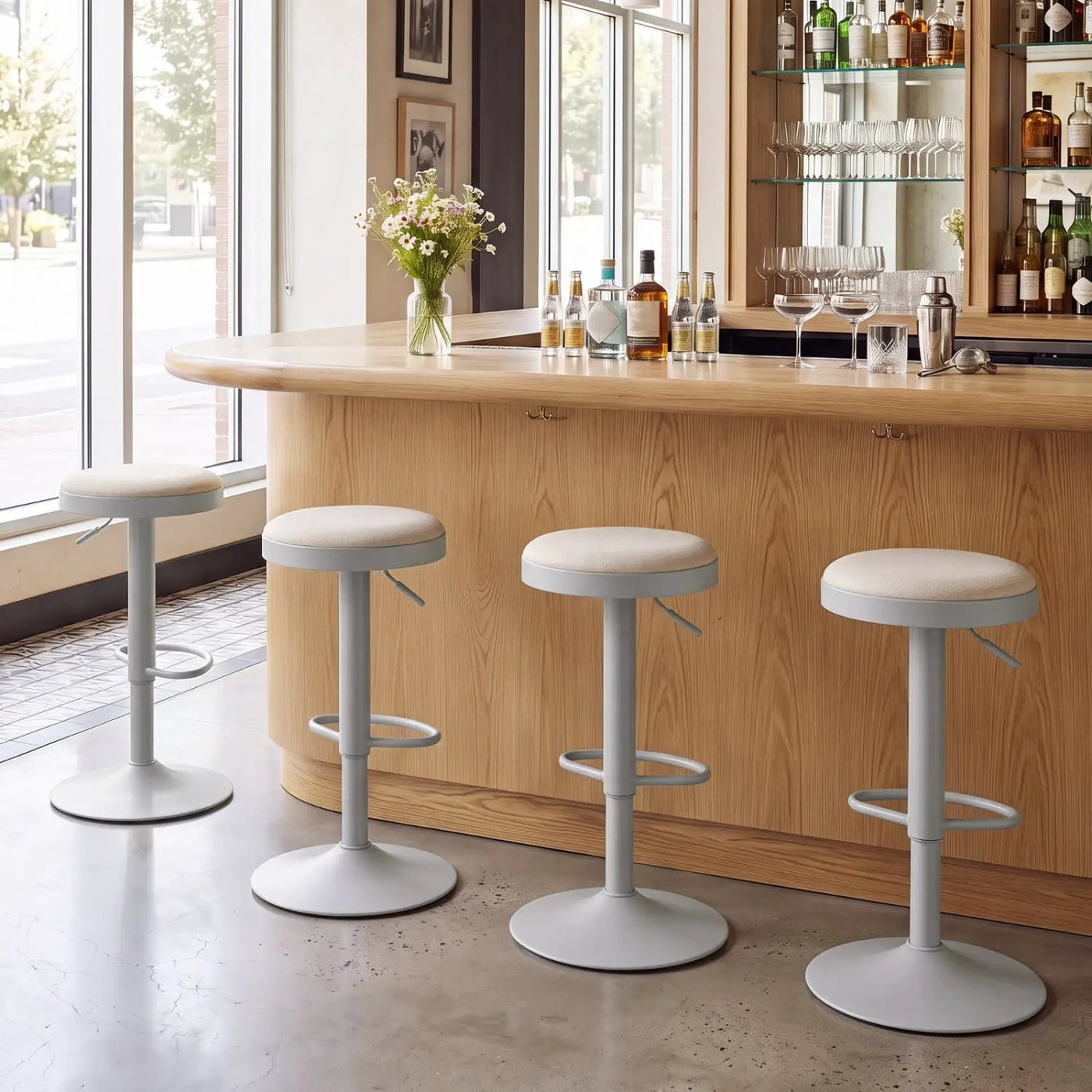 Adjustable Swivel Bar Stools Set of 4 with Padded Seats by DirectDeals