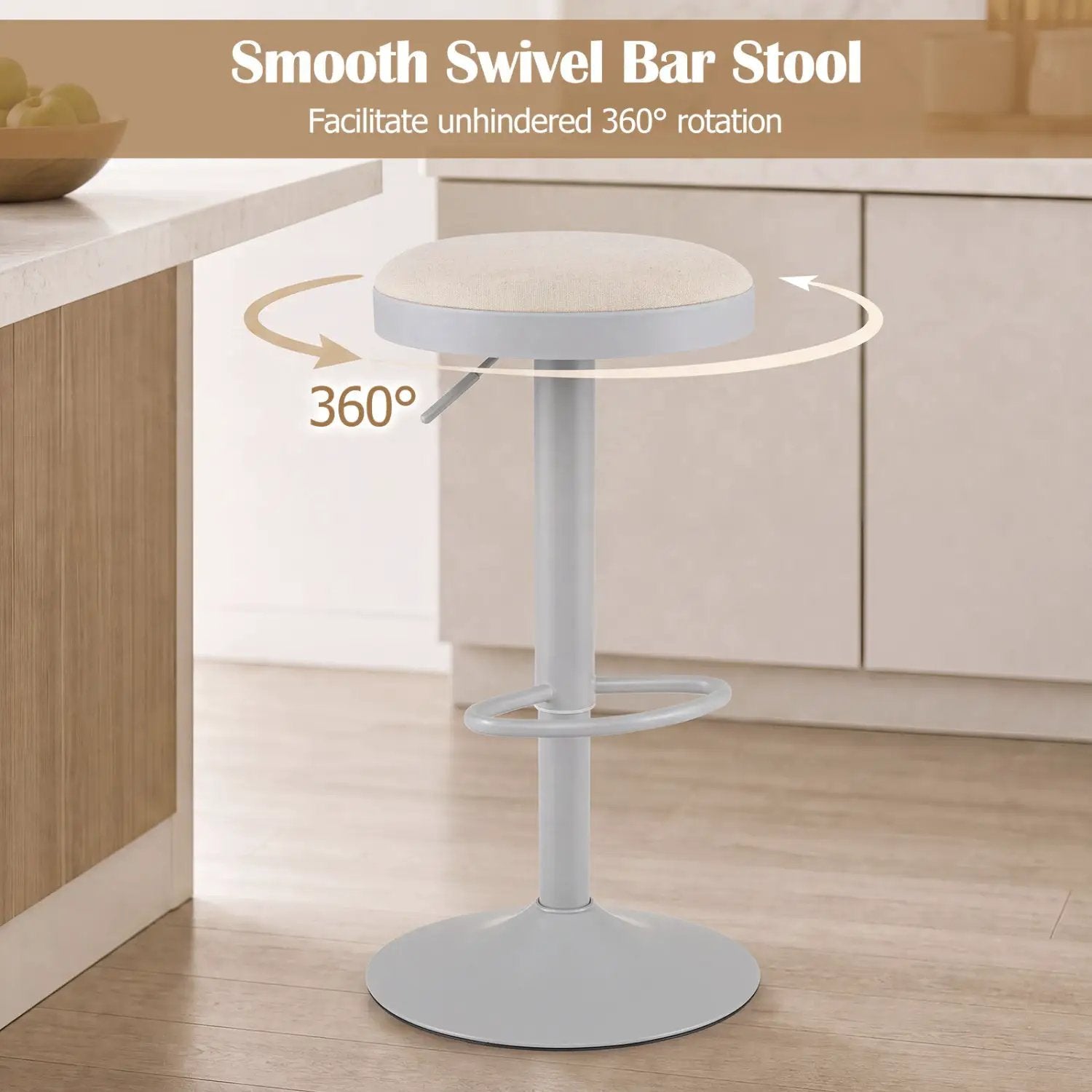 Adjustable Swivel Bar Stools Set of 4 with Padded Seats by DirectDeals