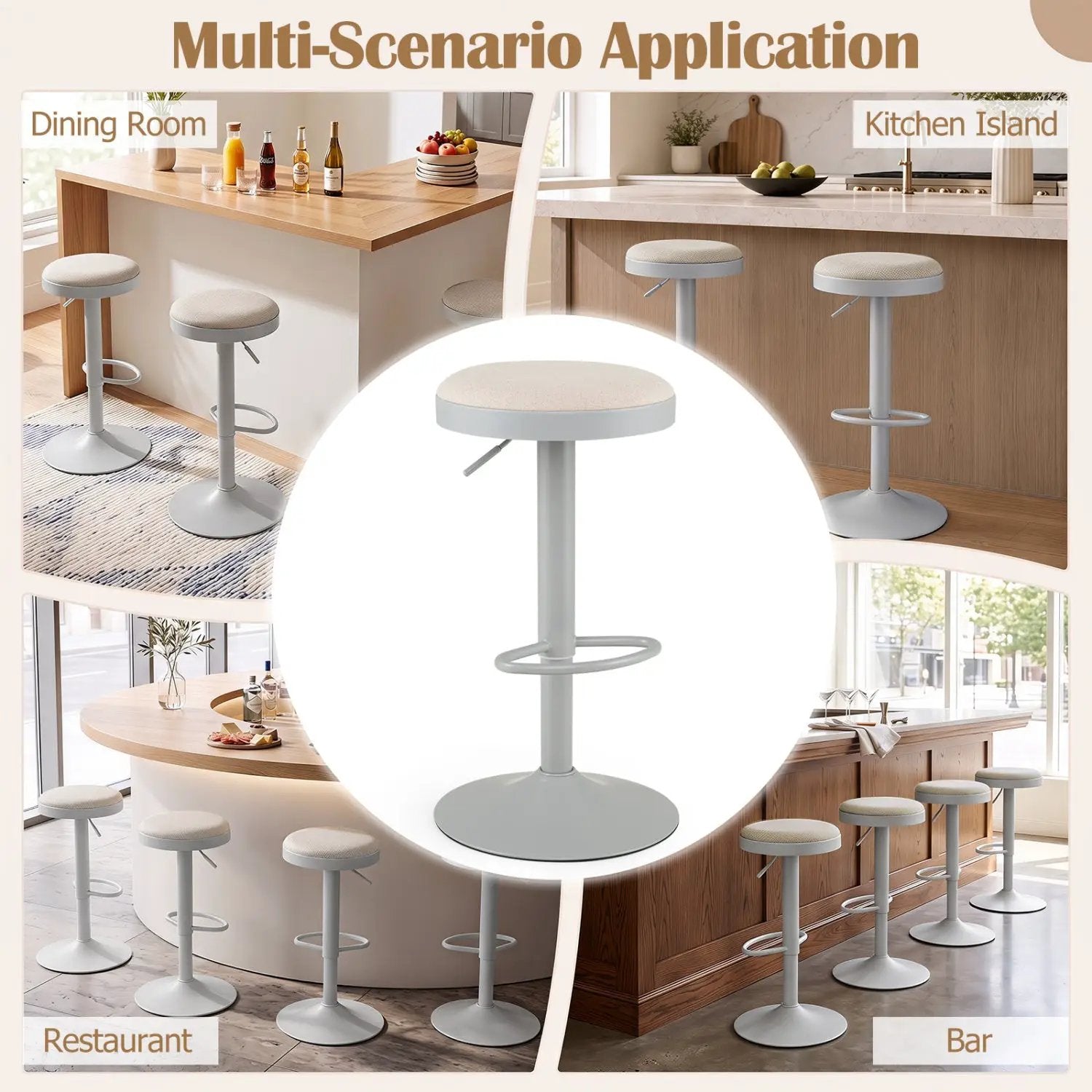 Adjustable Swivel Bar Stools Set of 4 with Padded Seats by DirectDeals