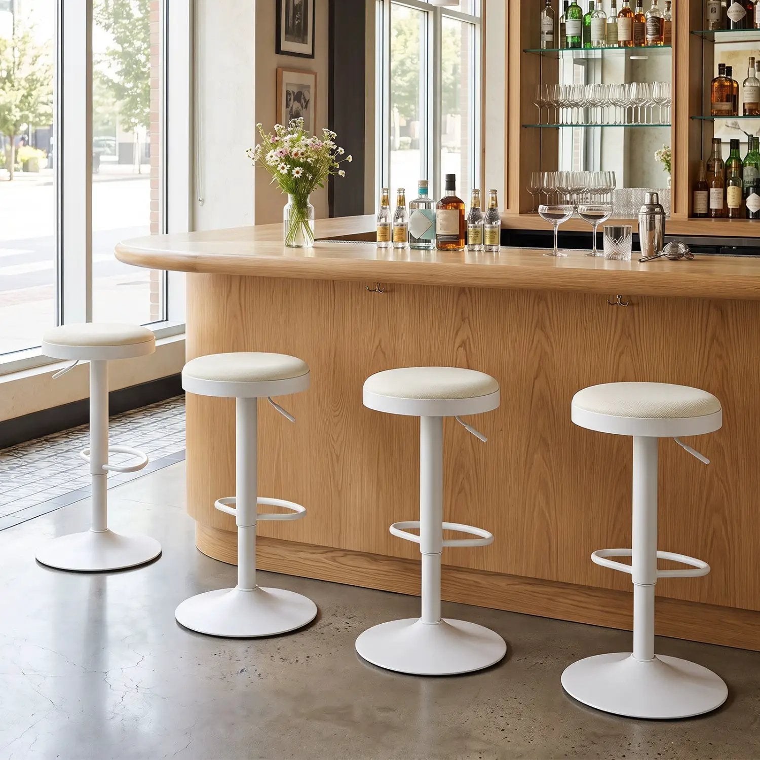 Adjustable Swivel Bar Stools Set of 4 with Padded Seats by DirectDeals