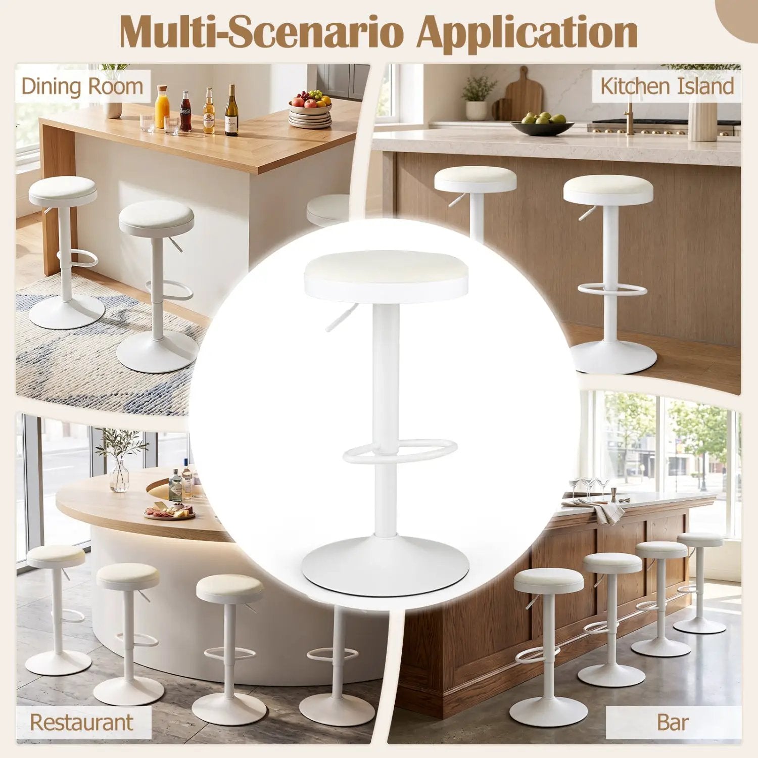 Adjustable Swivel Bar Stools Set of 4 with Padded Seats by DirectDeals