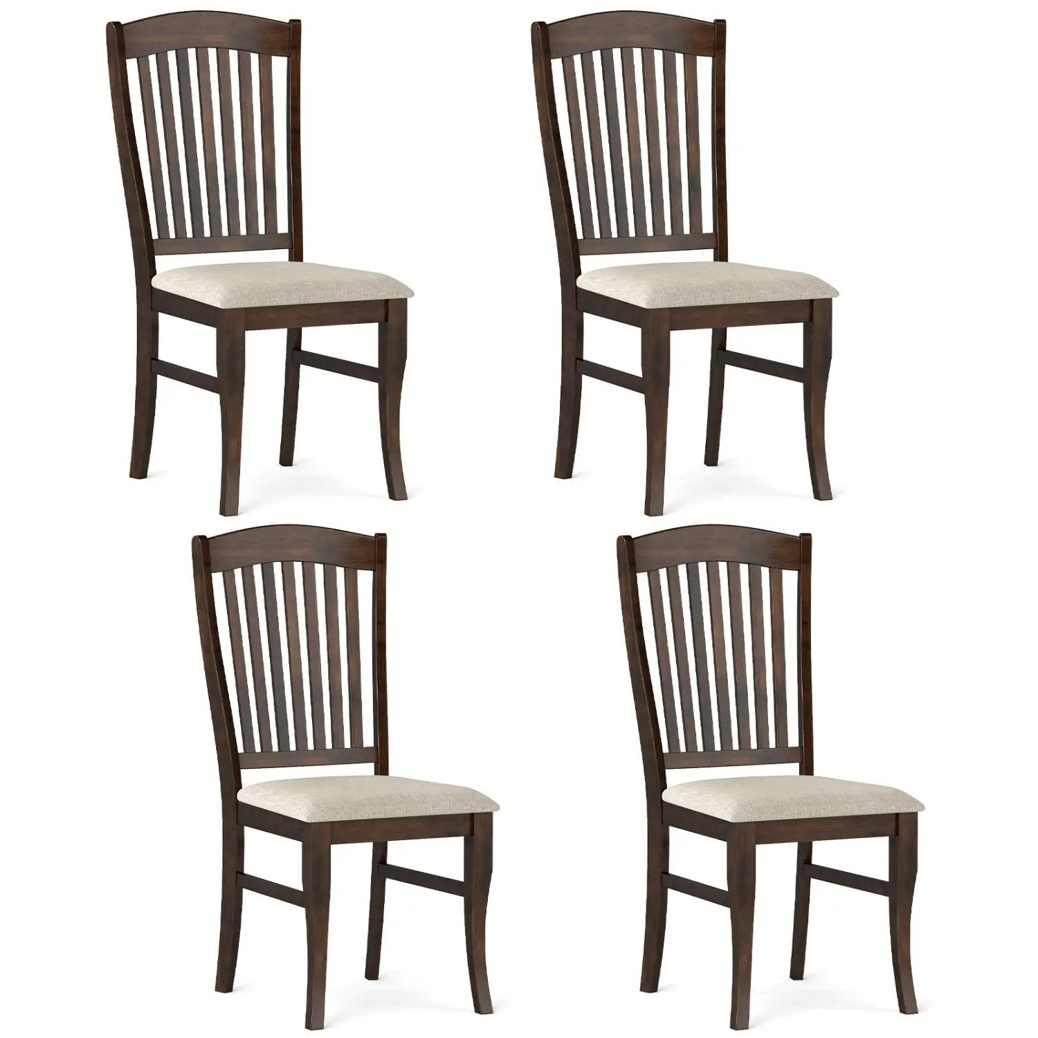 Dining Chairs Set of 4 with Padded Seats and Rubber Wood Frame by DirectDeals