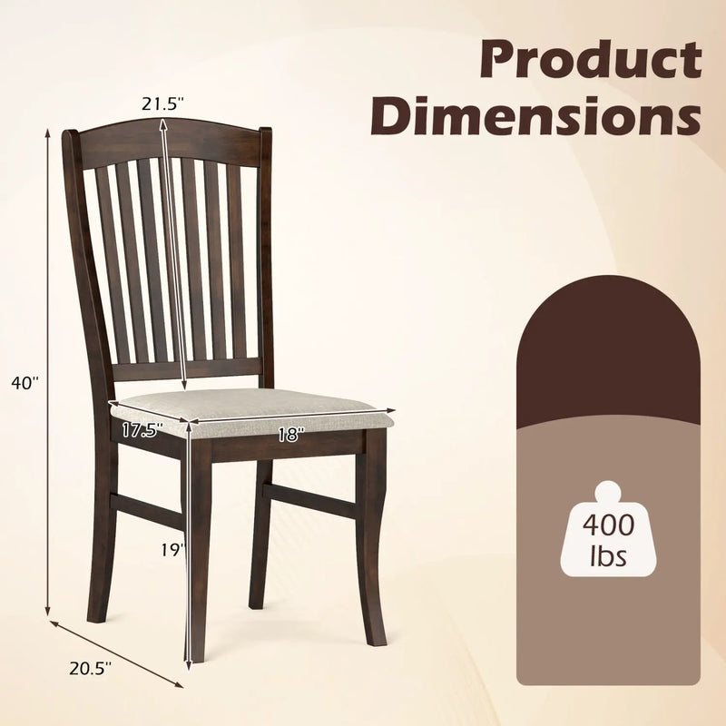 Dining Chairs Set of 4 with Padded Seats and Rubber Wood Frame by DirectDeals