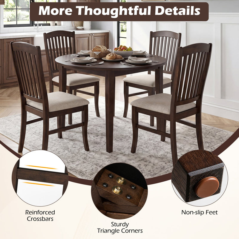 Dining Chairs Set of 4 with Padded Seats and Rubber Wood Frame by DirectDeals