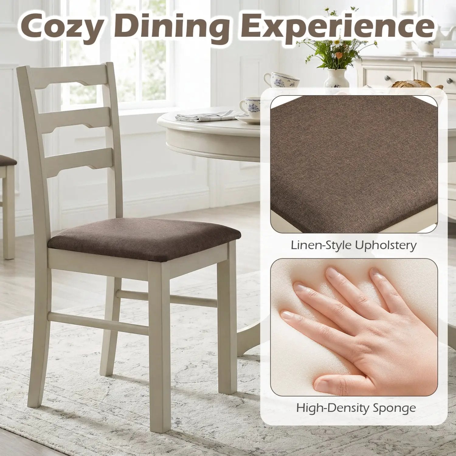 Upholstered Dining Chairs Set of 4 with Wood Frame by DirectDeals