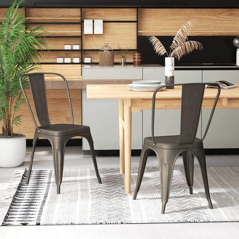 4 Pcs Modern Bar Stools with Removable Back and Rubber Feet-Gun by DirectDeals
