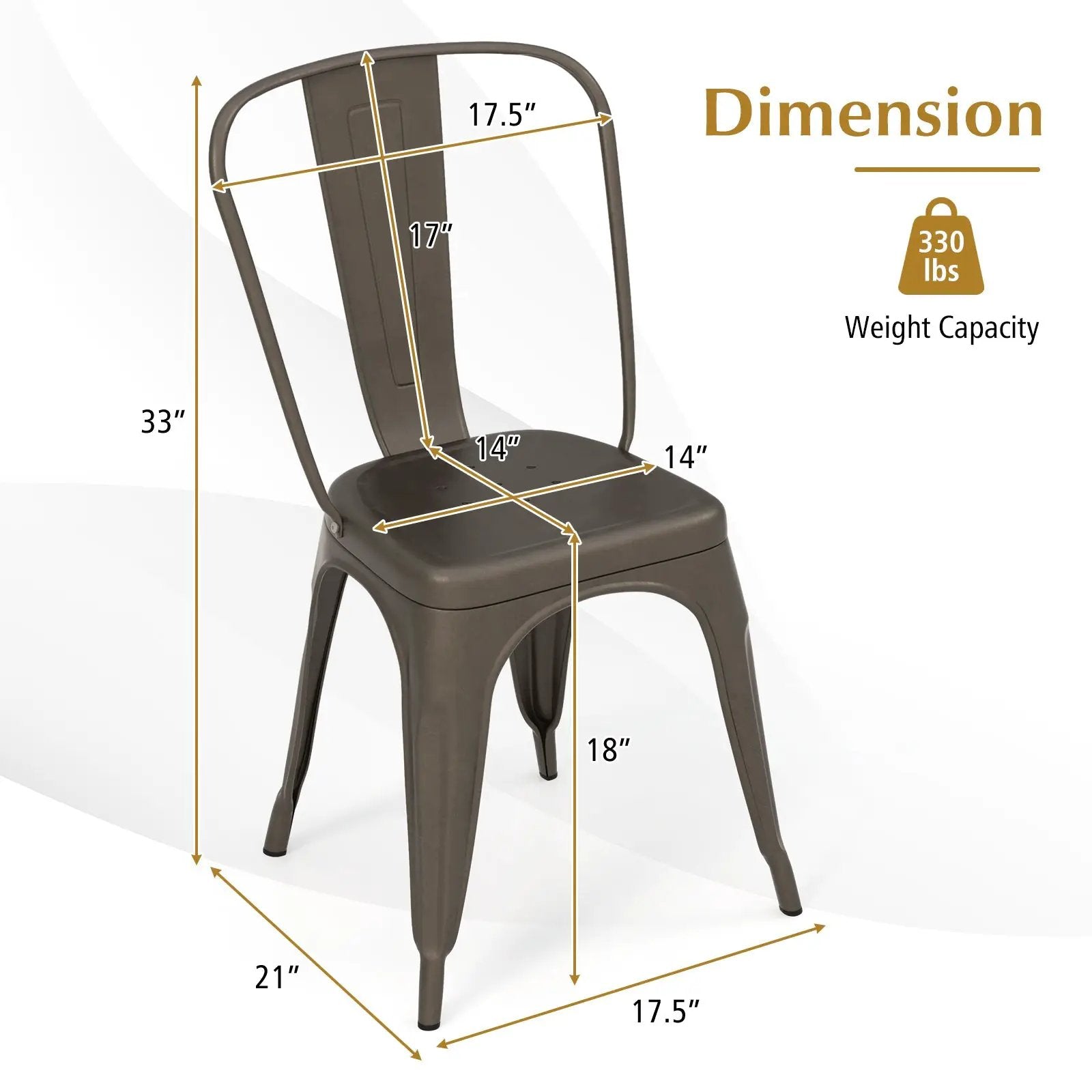 4 Pcs Modern Bar Stools with Removable Back and Rubber Feet-Gun by DirectDeals