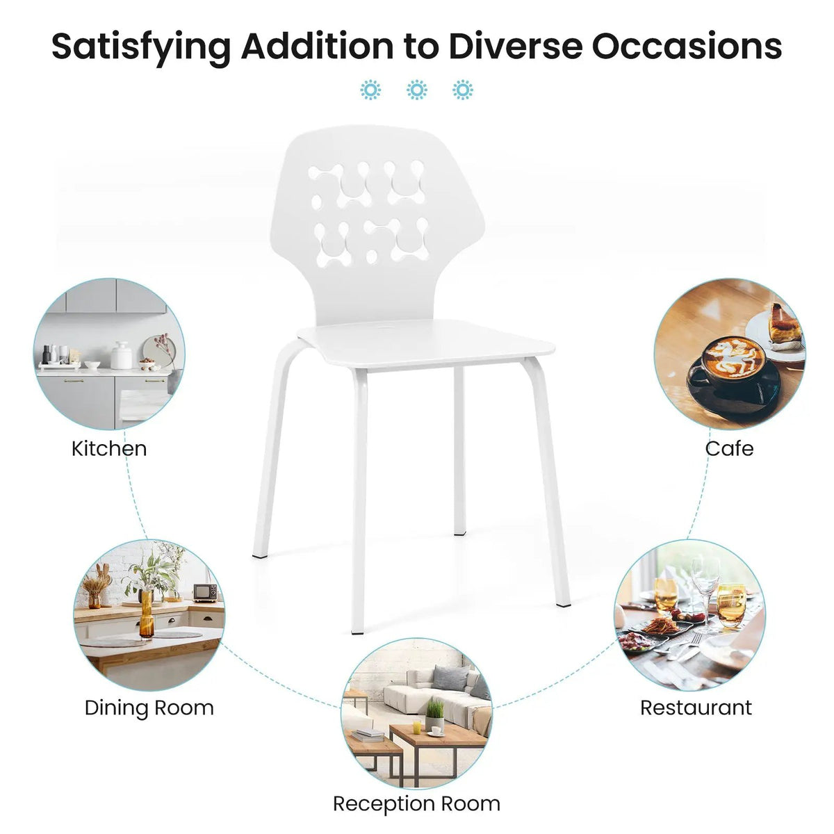 Set of 4 Metal Dining Chair with Hollowed Backrest and Metal Legs by DirectDeals