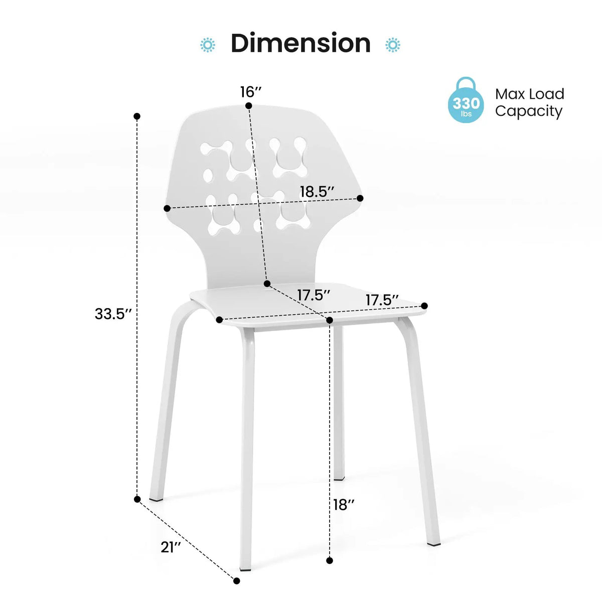 Set of 4 Metal Dining Chair with Hollowed Backrest and Metal Legs by DirectDeals