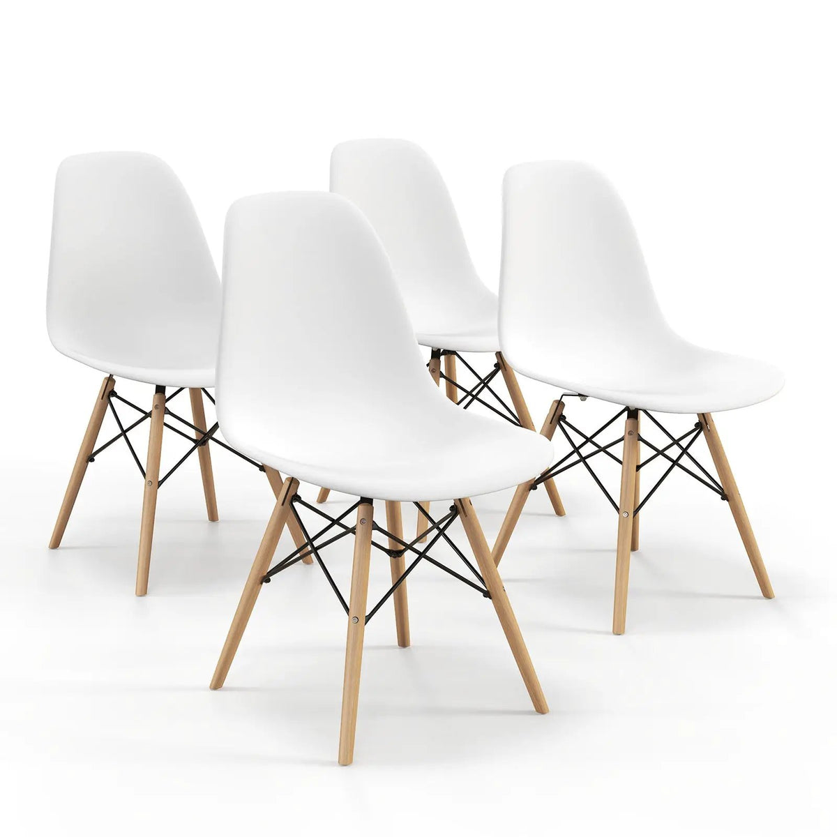 4 Pieces Modern Armless Dining Chair Set with Wood Legs by DirectDeals