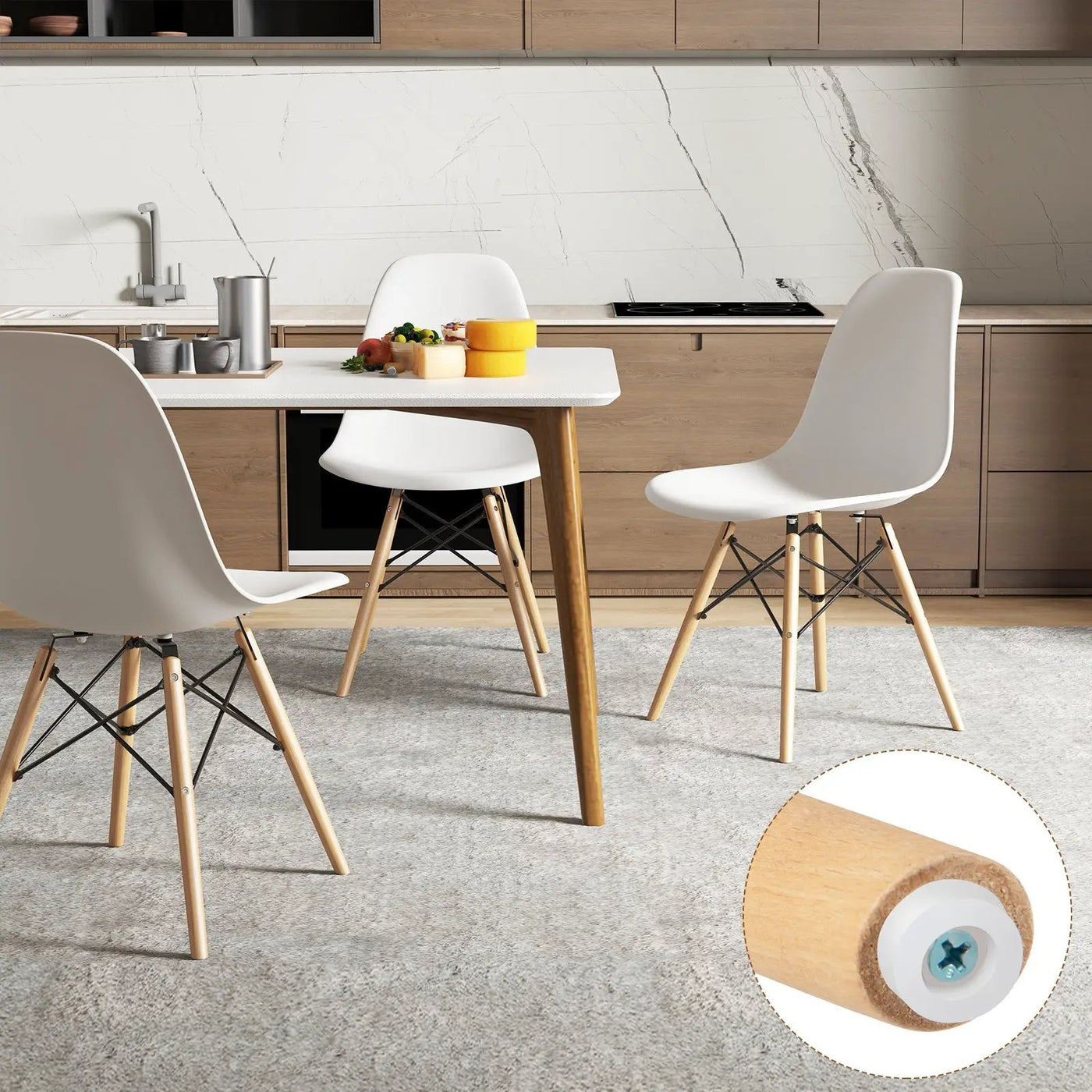 4 Pieces Modern Armless Dining Chair Set with Wood Legs by DirectDeals