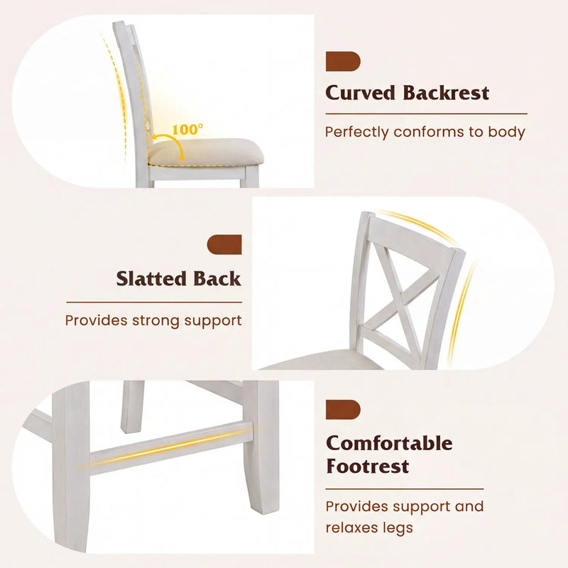 Counter Height Bar Stools Set of 4 with Footrest - White by DirectDeals