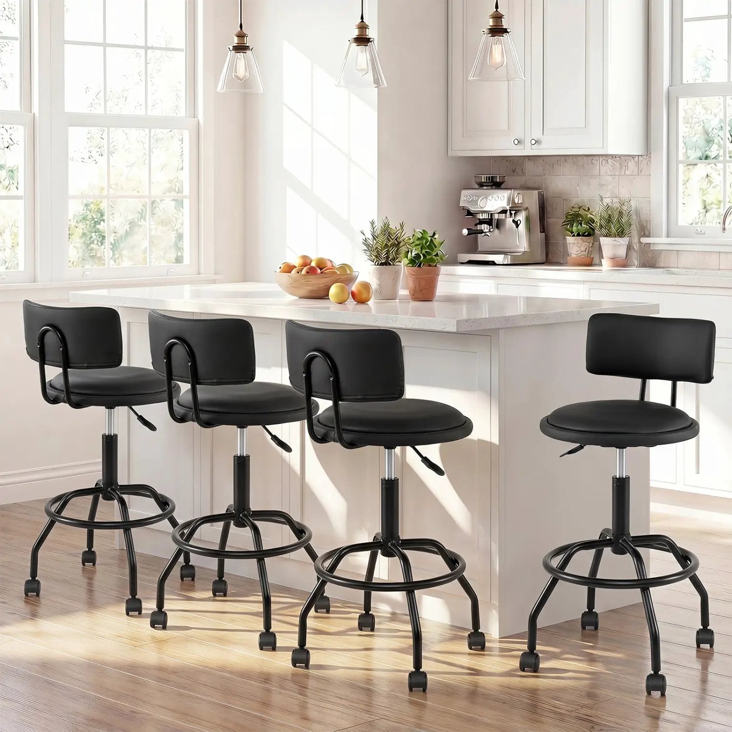 Swivel Bar Stool with Backrest - Height Adjustable by DirectDeals