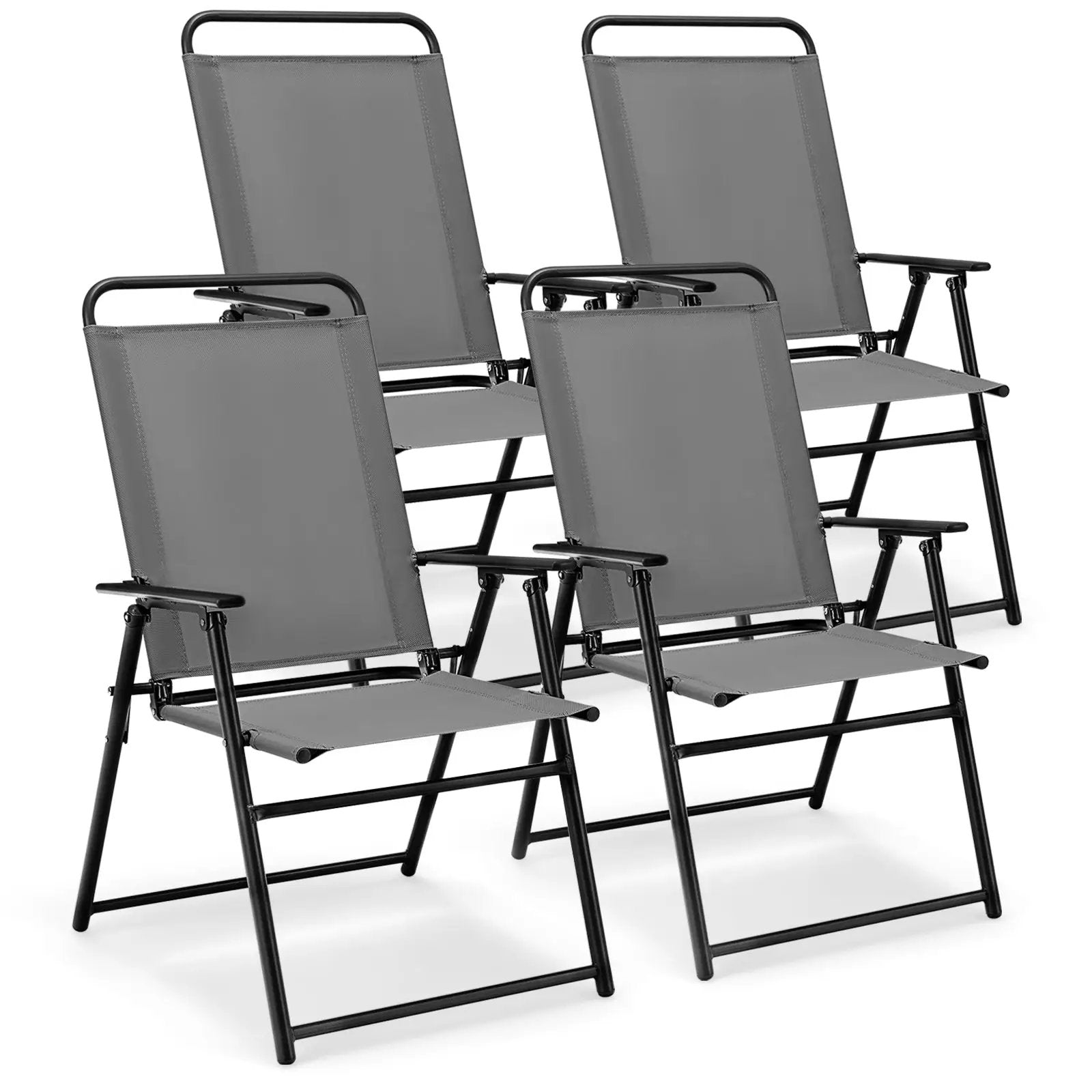 Outdoor Folding Sling Chairs Set of 4 with Armrest and Backrest by DirectDeals