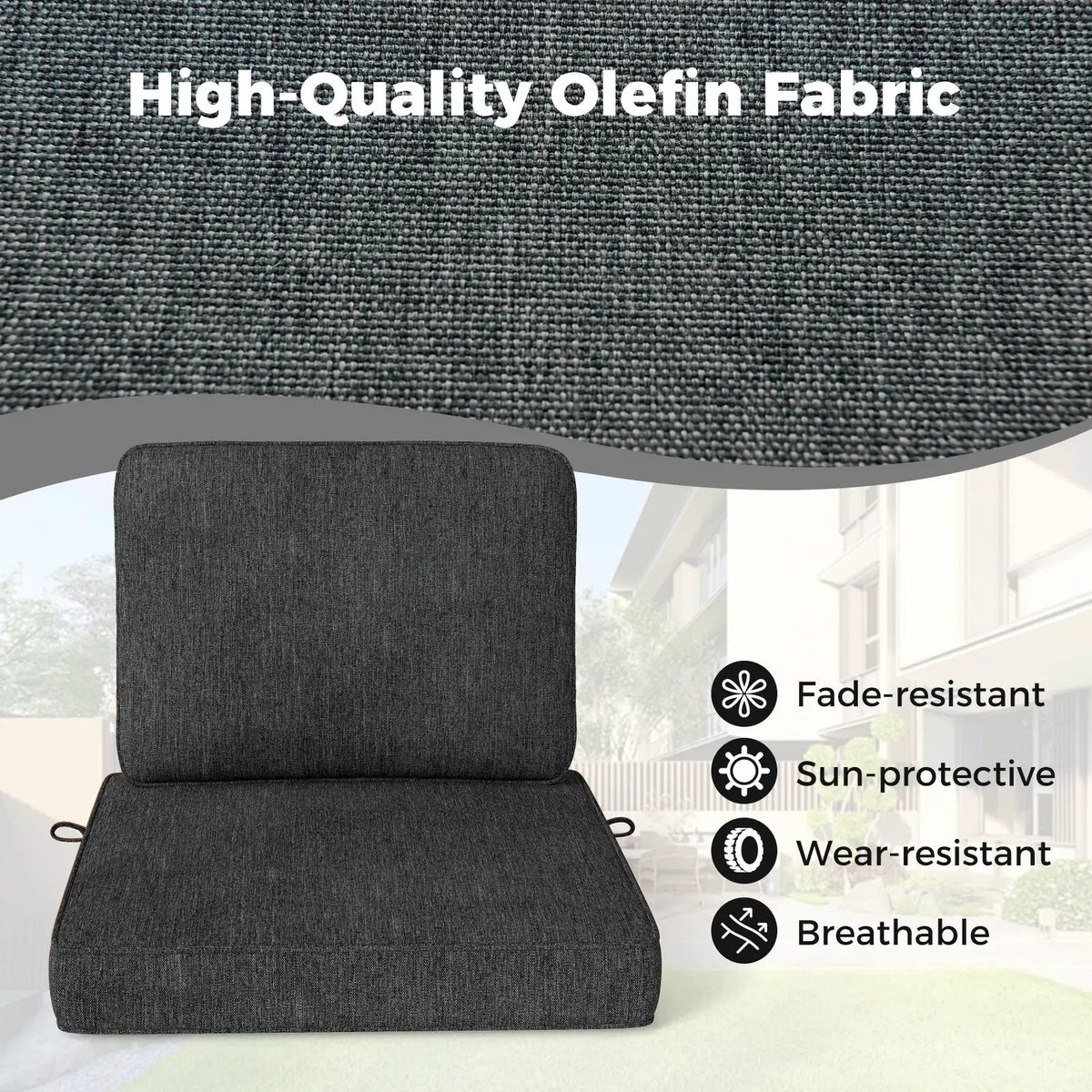 Set of 4 Outdoor Patio Cushion Set with Removable Covers, photo 7 of 11