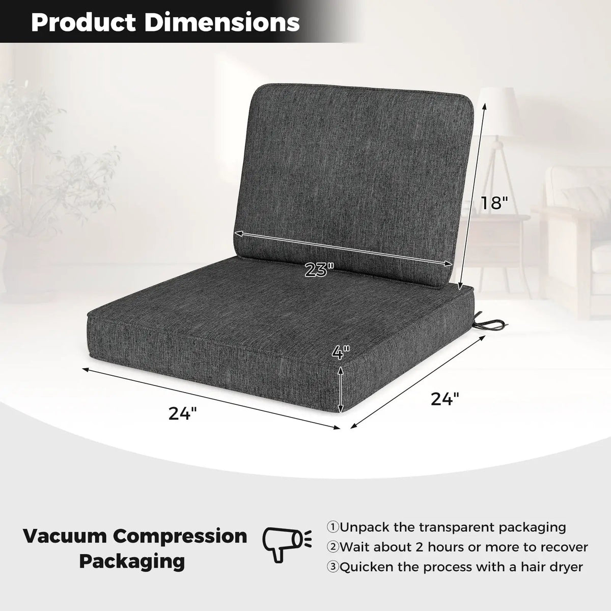Set of 4 Outdoor Patio Cushion Set with Removable Covers, photo 5 of 11