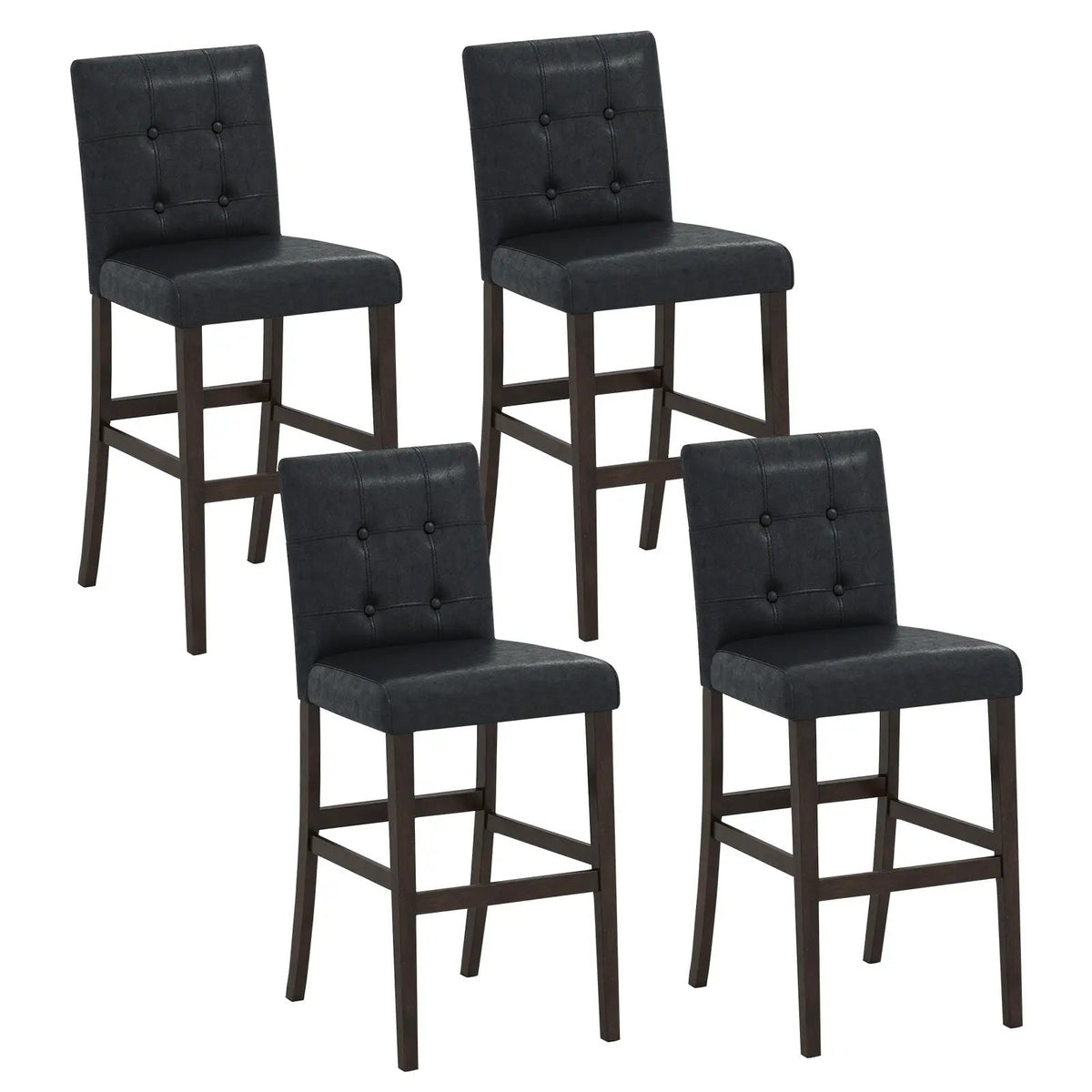 Set of 4 PVC Dining Leather Bar Stools with Solid Wood Legs, photo 11 of 16