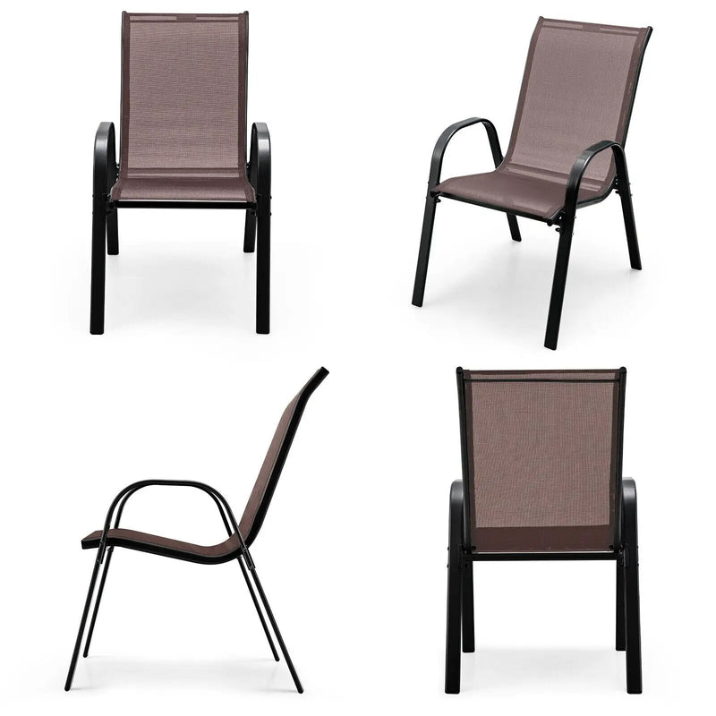 4 Pieces Stackable Patio Dining Chairs Set with Armrest by DirectDeals