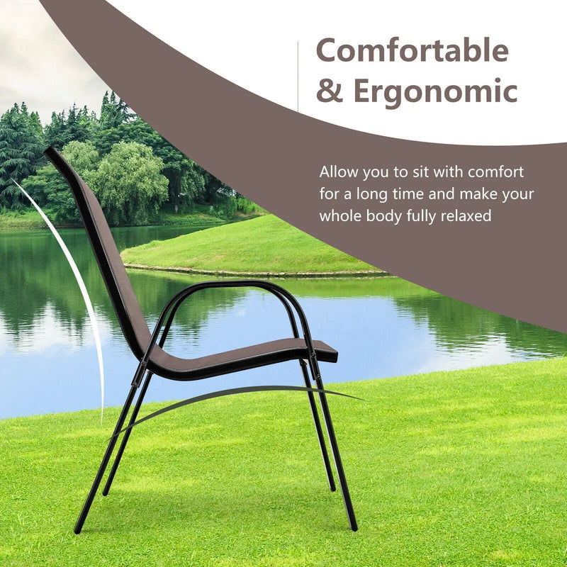 4 Pieces Stackable Patio Dining Chairs Set with Armrest by DirectDeals