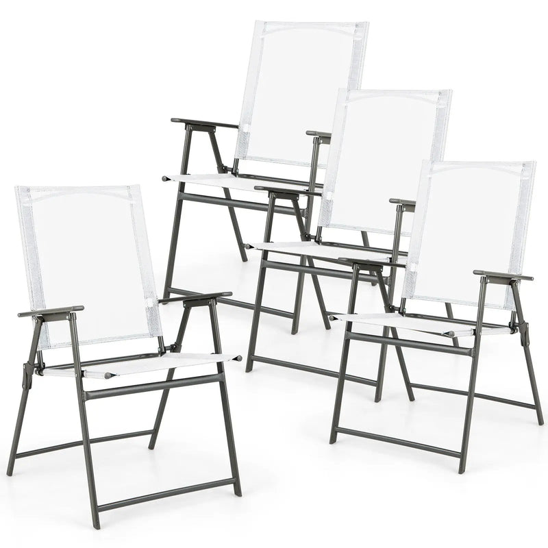 Set of 4 Patio Folding Chair Set with Rustproof Metal Frame by DirectDeals