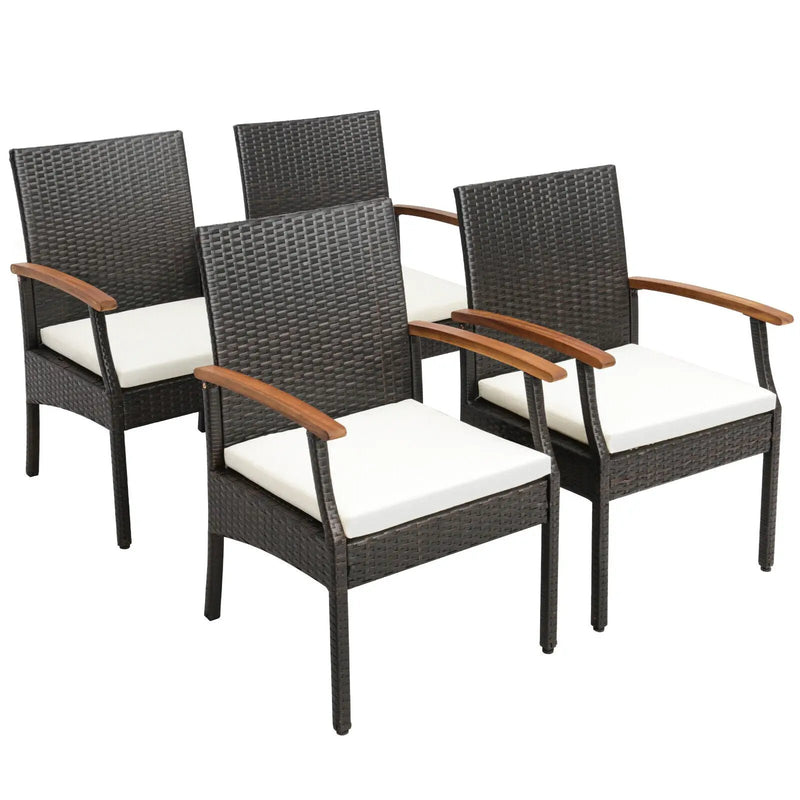 Patio Wicker Chair Set of 2/4 with Soft Zippered Cushion by DirectDeals