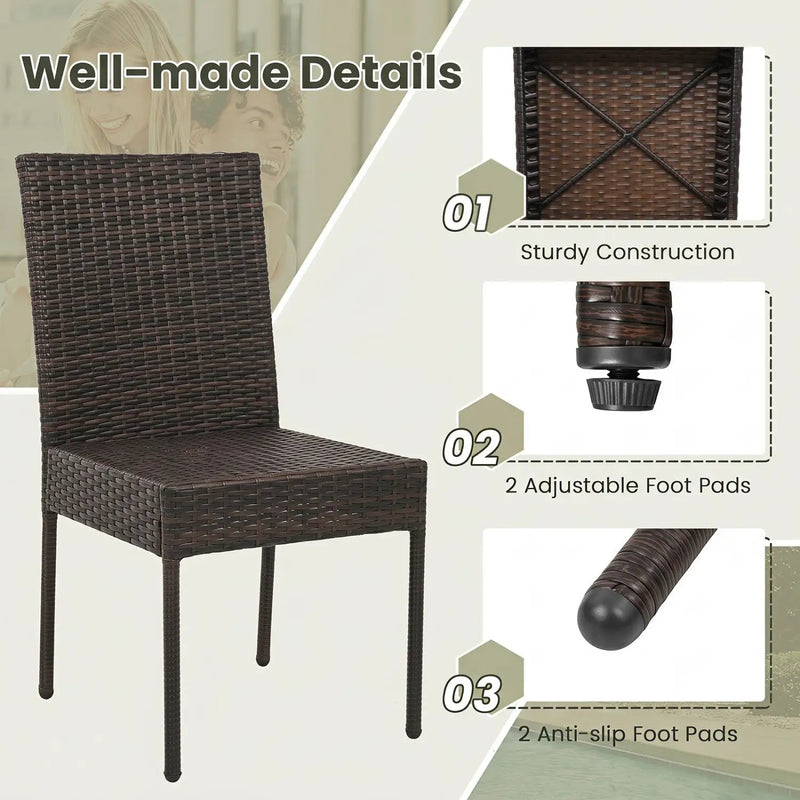 Patio Rattan Dining Chairs Set of 4 with Cushions by DirectDeals
