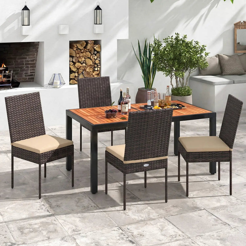Patio Rattan Dining Chairs Set of 4 with Cushions by DirectDeals