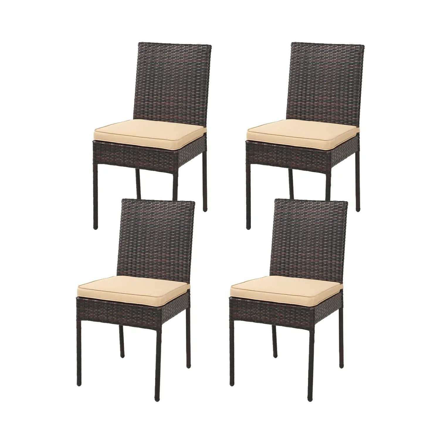 Patio Rattan Dining Chairs Set of 4 with Cushions by DirectDeals