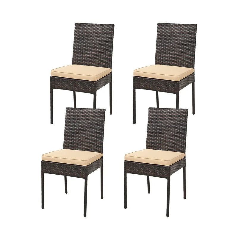 Patio Rattan Dining Chairs Set of 4 with Cushions by DirectDeals