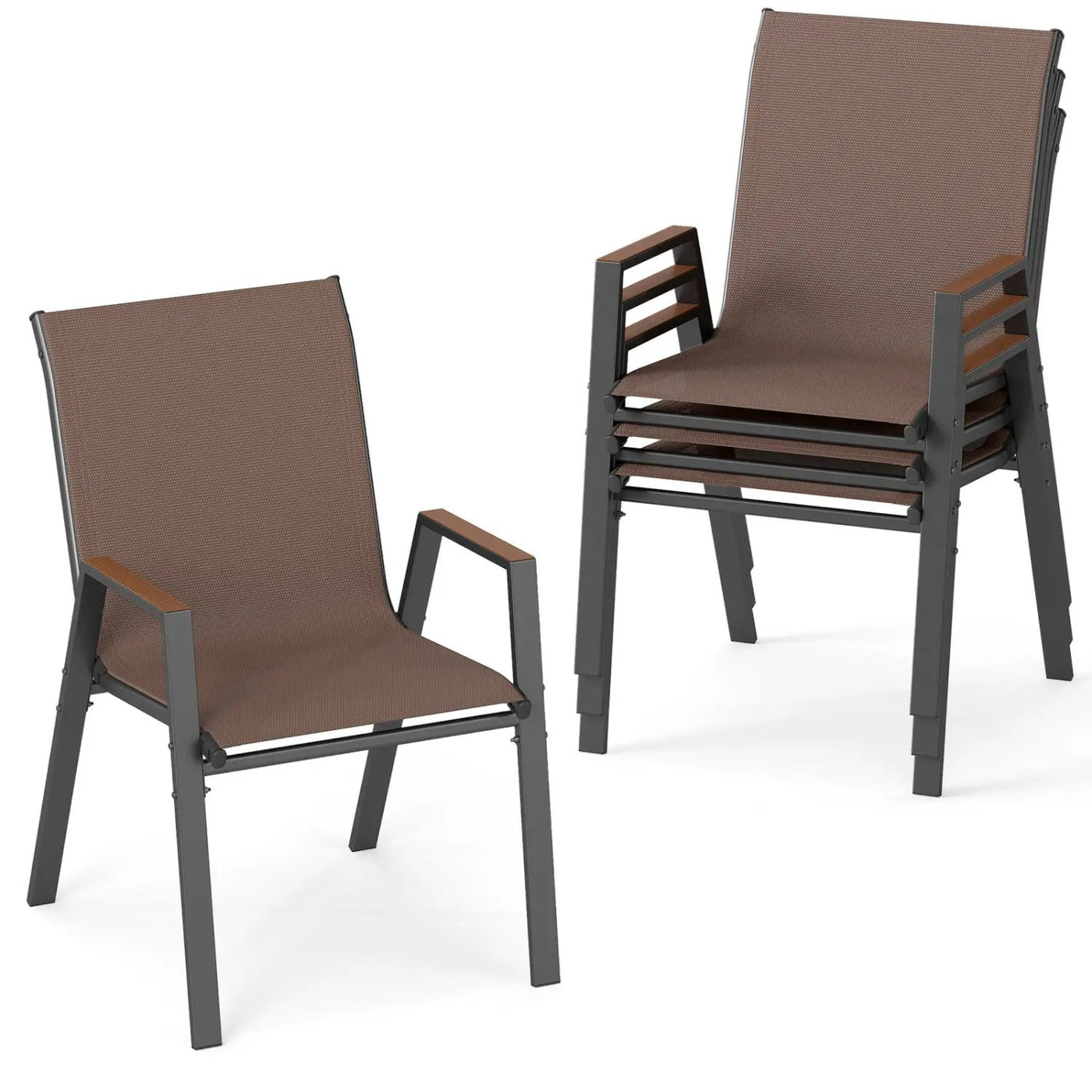 Stackable Patio Dining Chairs Set of 4 with High Backs by DirectDeals