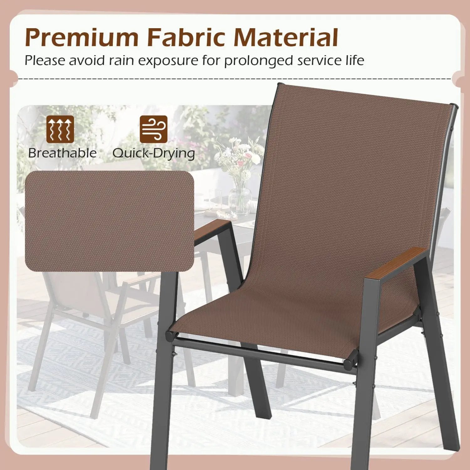 Stackable Patio Dining Chairs Set of 4 with High Backs by DirectDeals
