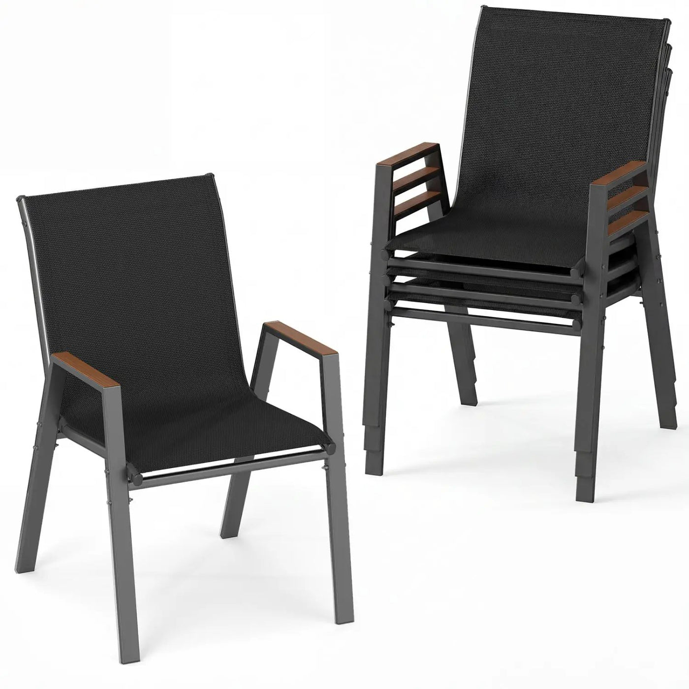 Stackable Patio Dining Chairs Set of 4 with High Backs by DirectDeals