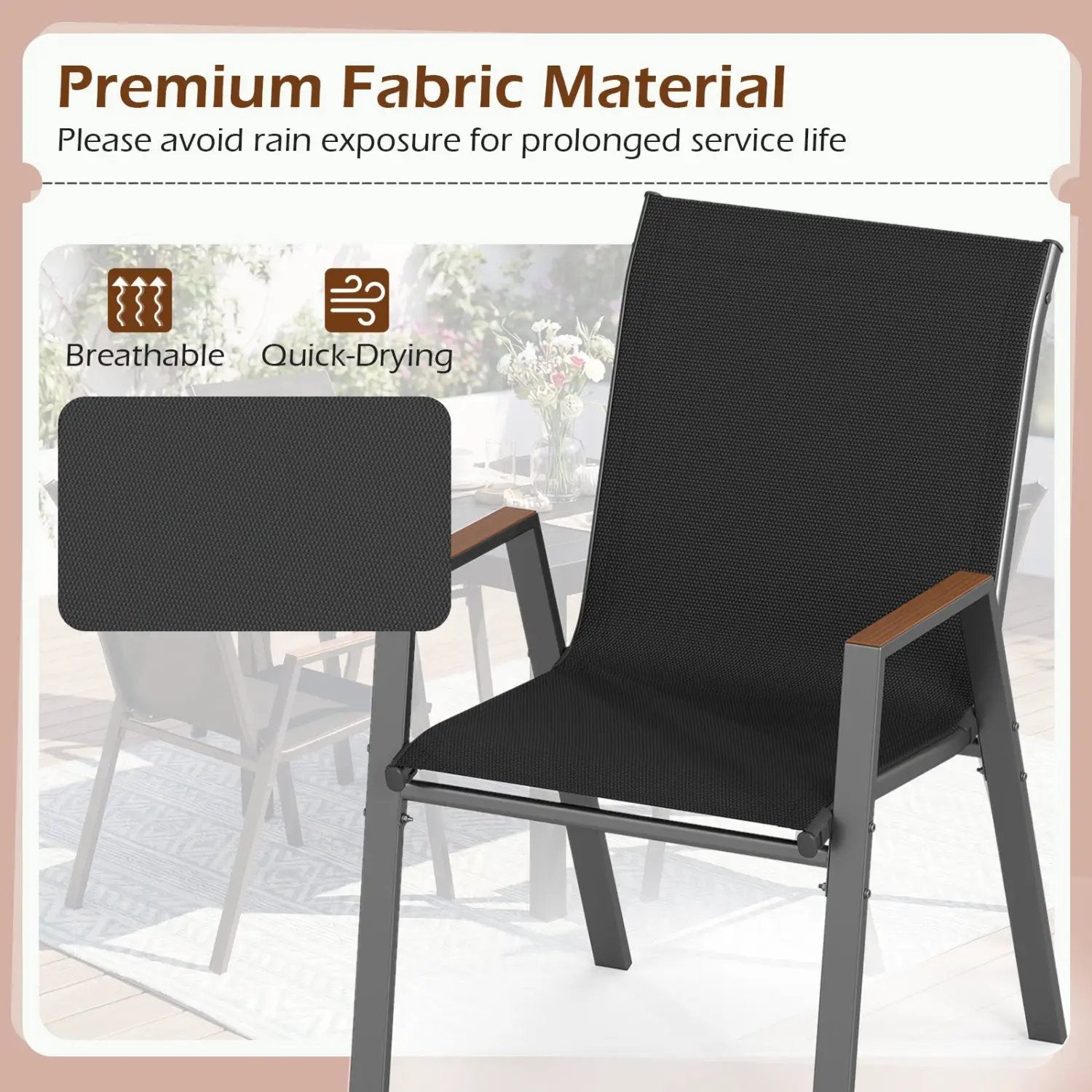 Stackable Patio Dining Chairs Set of 4 with High Backs by DirectDeals