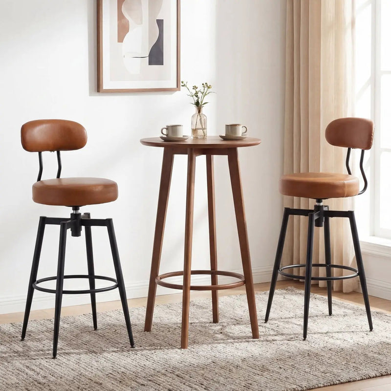 Set of 4 Swivel Barstools Faux Leather with Upholstered Seat and Back by DirectDeals