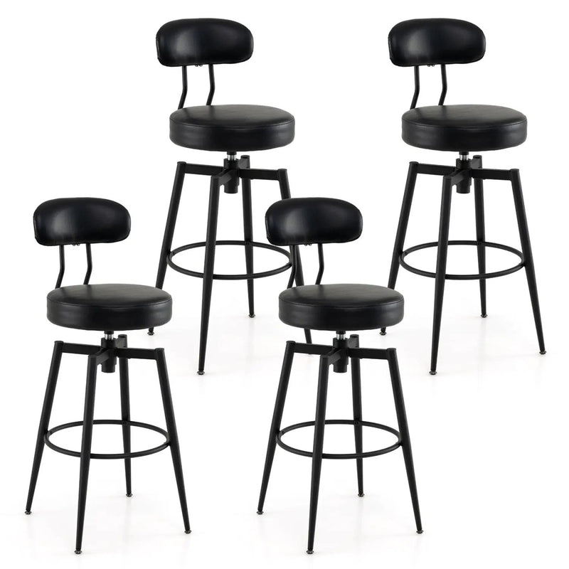 Set of 4 Swivel Barstools Faux Leather with Upholstered Seat and Back by DirectDeals