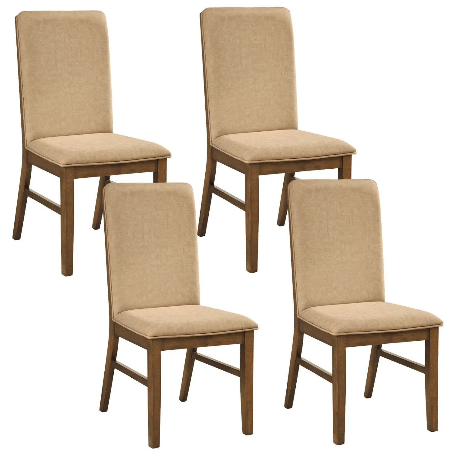 Set of 4 Upholstered Dining Chairs with Solid Rubber Wood Legs by DirectDeals