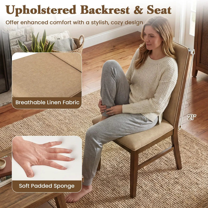 Set of 4 Upholstered Dining Chairs with Solid Rubber Wood Legs by DirectDeals