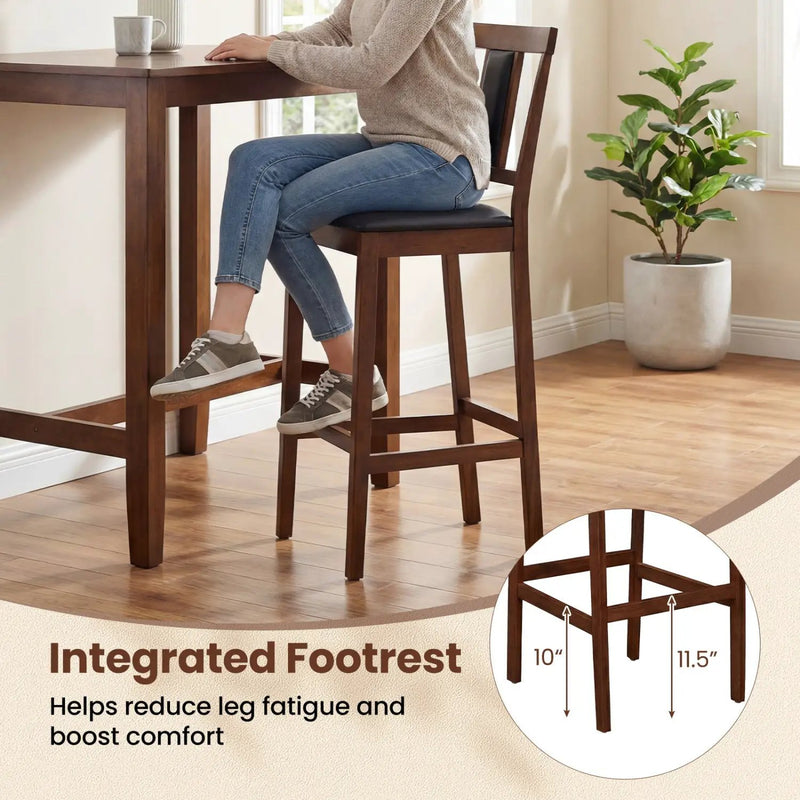 Set of 4 Upholstered Barstool 29.5 Inch Bar Height with Solid Rubber Wood Frame by DirectDeals
