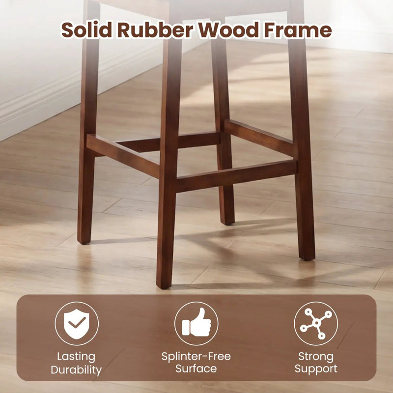 Set of 4 Upholstered Barstool 29.5 Inch Bar Height with Solid Rubber Wood Frame by DirectDeals