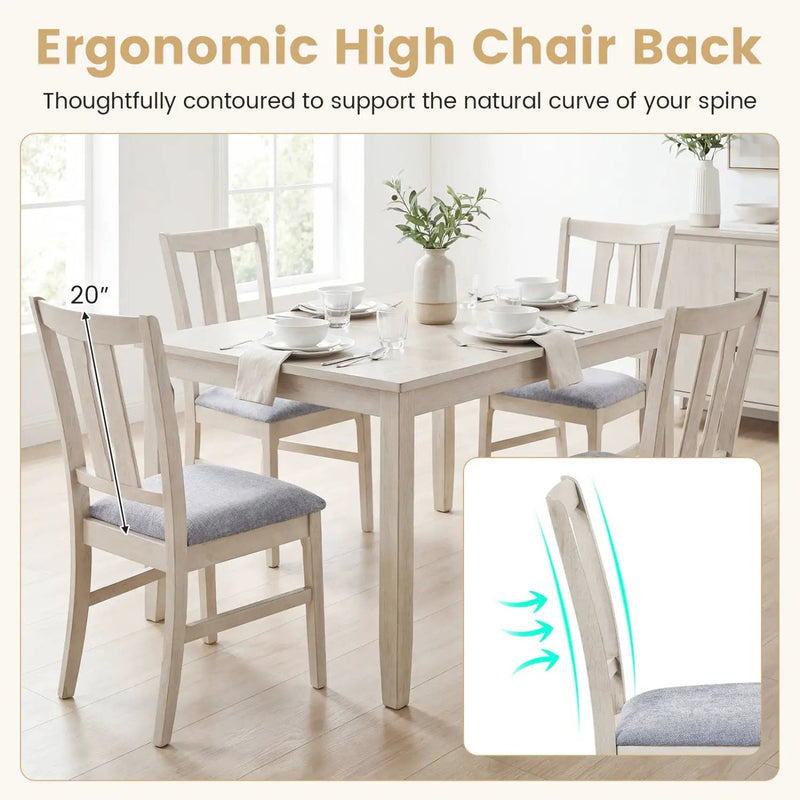 Set of 4 Wooden Upholstered Dining Chairs with High Curved Back by DirectDeals