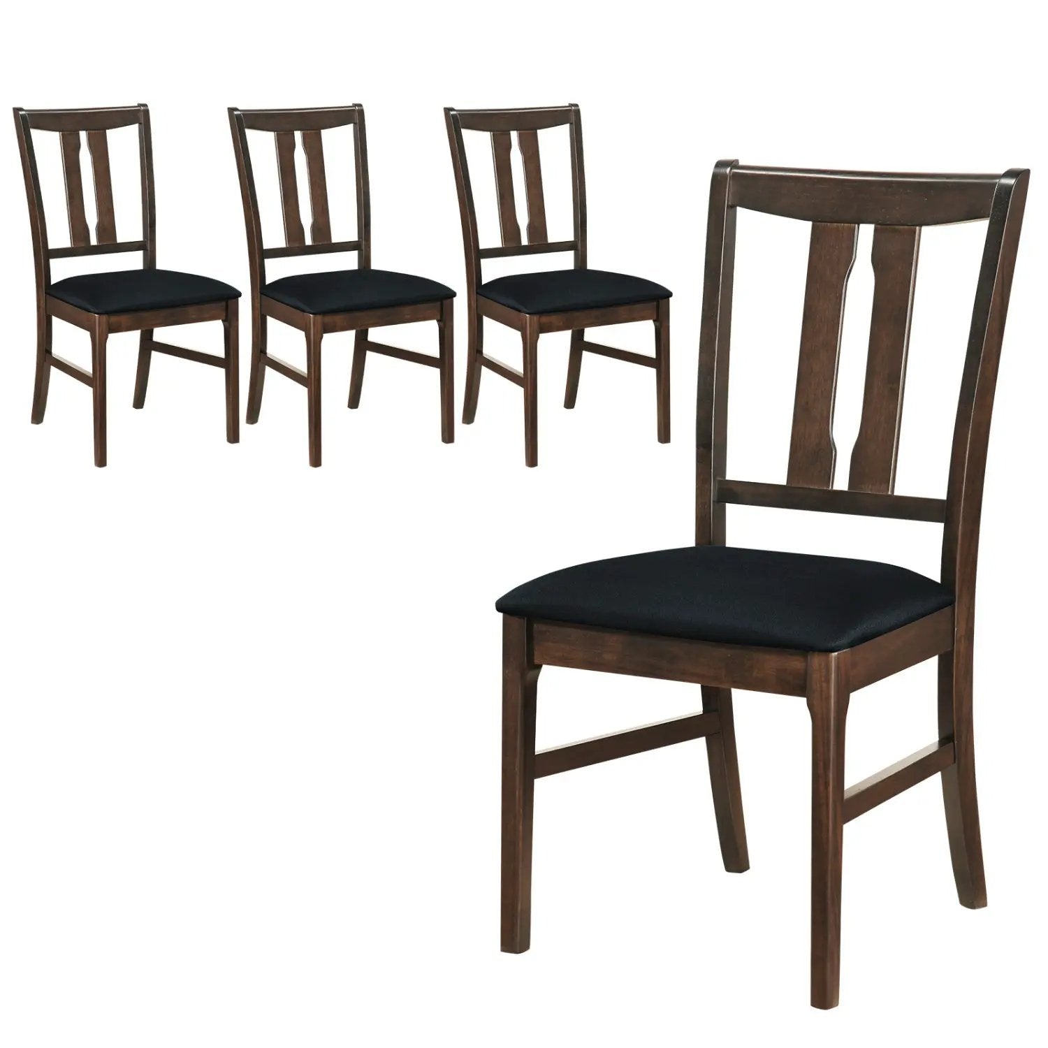 Set of 4 Wooden Upholstered Dining Chairs with High Curved Back by DirectDeals