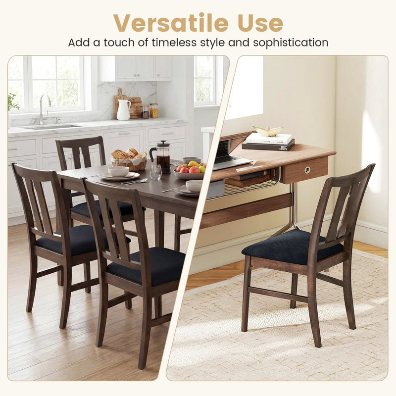Set of 4 Wooden Upholstered Dining Chairs with High Curved Back by DirectDeals